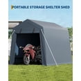 thumbnail image 5 of 6 x 6 Ft Portable Outdoor Storage Shelter with Roll Up Zipper Door and Vent 240G PE Tarp Waterproof UV Resistant for Motorcycle Firewood Tools Gray, 5 of 7