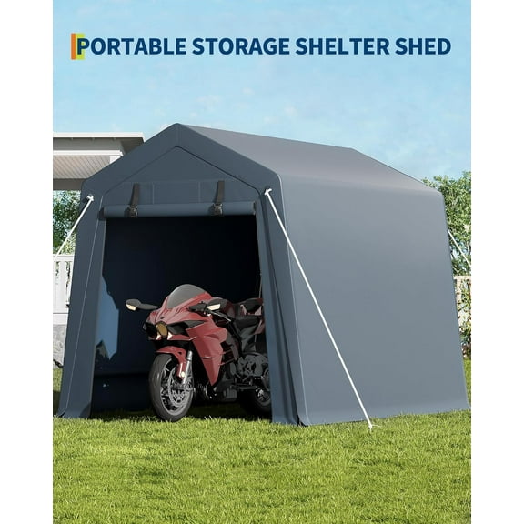 Bike Storage Shed Tent,6x6 FT Outdoor Portable Bicycle Storage Sheds with 2 Roll-Up Zipper Doors & Vents,240G Heavy-Duty Shelter Waterproof PE Tarp,Motorcycle Covers Shelter for Motorcycle,Garden Tool