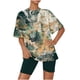 thumbnail image 1 of Conjunto de Pijama de las Mujeres de Manga Corta Sólida de Lechuga Y Pantalones Cortos de 2 Piezas de Poliéster, Pijama Suelto Casual para el Verano, 1 of 6