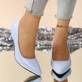 thumbnail image 3 of Modisza Women's Dress Low Heel Pumps Shoes Comfortable Walking Slip on Work Sandals Summer Pointed Toe Heeled Stiletto Blue size 7.5, 3 of 6