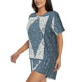 thumbnail image 3 of Womens Pajama Sets With Pocket, Vintage Persian Colored Blue Lounge Sets Short Sleeve Sleepwear PJ Sets for Women, 3 of 6