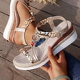 thumbnail image 3 of Womens Wedge Sandals Boho Beaded Espadrilles Elastic Ankle Strap Dressy Summer Beach Vacation Casual Footwear Red Size 9.5, 3 of 5