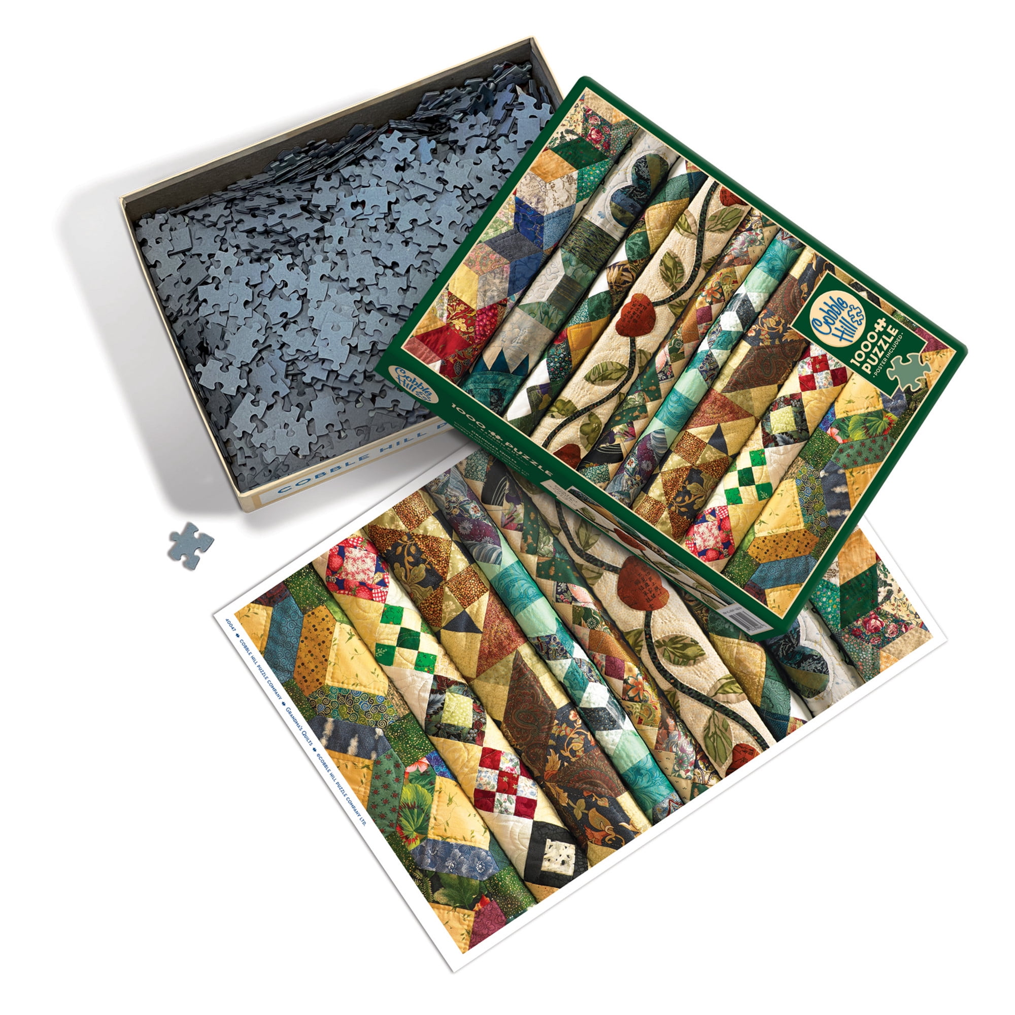 Cobble Hill 1000 Piece Puzzle: Grandma's Quilts - Reference Poster Included, High Quality Jigsaw, Earth Friendly
