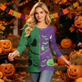thumbnail image 7 of Trgacdwlo Halloween 3/4 Length Sleeve Womens Tops Retro Ghost Halloween Pumpkin Fall Crew Neck Womens Tunic Tops Ghost Graphic Spooky Pullover Tops, 7 of 7