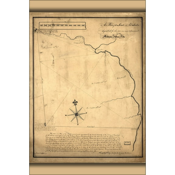 24"x36" Gallery Poster, map of montville new london Connecticut 1736