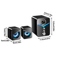 thumbnail image 3 of 3pcs Computer Bluetooth Audio Desktop Wired Desktop Laptop Speaker USB Breathing Combination Sound 9D Surround Sound Hi-Fi Sound Quality Computer Sound Bar, 3 of 7