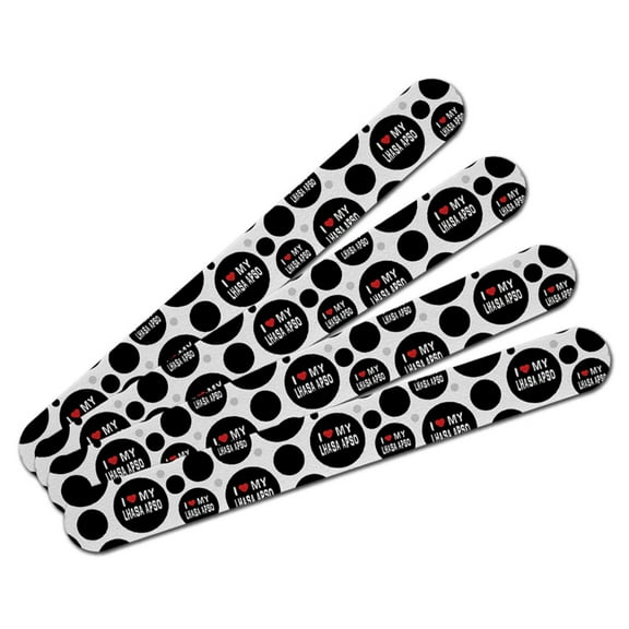 I Love My Lhasa Apso Stylish Double-Sided Nail File Emery Board Set 4 Pack
