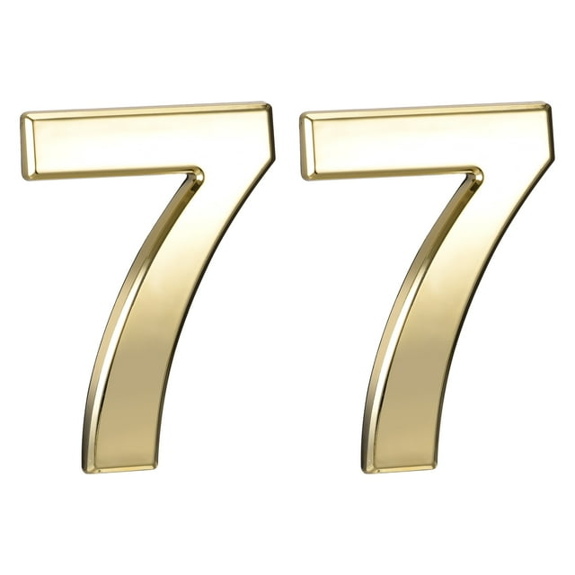 Unique Bargains 3.94' ABS Plating Self Adhesive House Number 7 Gold Tone 2 Pack