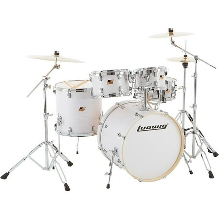 Ludwig BackBeat Elite 5-Piece Complete Drum Set With 22" Bass Drum, Hardware and Cymbals Arctic Grain