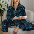 thumbnail image 6 of Yiaed Spacecraft Print Pajamas Women's Long Sleeve Sleepwear Soft Button Down Loungewear Pjs Lounge Set Nightwear Womens Pajama Pants-XX-Large, 6 of 7