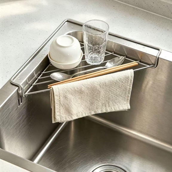 Stainless Steel Corner Sink Shelf with Triangular Open Wire Rack Design,Dish Drying Rack,Kitchen Sink Caddy for Sponge, Dishcloth, Small Utensils Storage