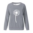 thumbnail image 4 of Bcresic Dandelion Graphic T Shirt Women Long Sleeve Tops Round Neck Funny Wildflower Tops Loose Lightweight Sweatshirt Raglan Clothing Spring Holiday Shirts,#05_Dandelion Gray,Large, 4 of 4
