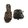 thumbnail image 5 of BLISSFUL STEP Knot Open Toe Slip On Mules Satin Stiletto Heel Sandals for Women Leopard (Size 10), 5 of 6