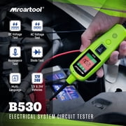 Mrcartool B530 12V 24V Automotive Circuit Tester Test Light Electrical System Diagnostic Toolwith DC/AC Voltage, Resistance & Diode Test, 10m Cable