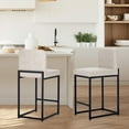 thumbnail image 2 of Sophia & William 24.6" Bar Stools Set of 2 PU Leather Counter Height Bar Stools with Back Modern Counter Height Chair for Kitchen Island, White, 2 of 8