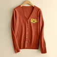 thumbnail image 6 of Hfnxid Womens Cardigan Sweaters Embroidered Button Down Sweater Lightweight V-Neck Knit Coat Solid Casual Outerwear Orange L, 6 of 6