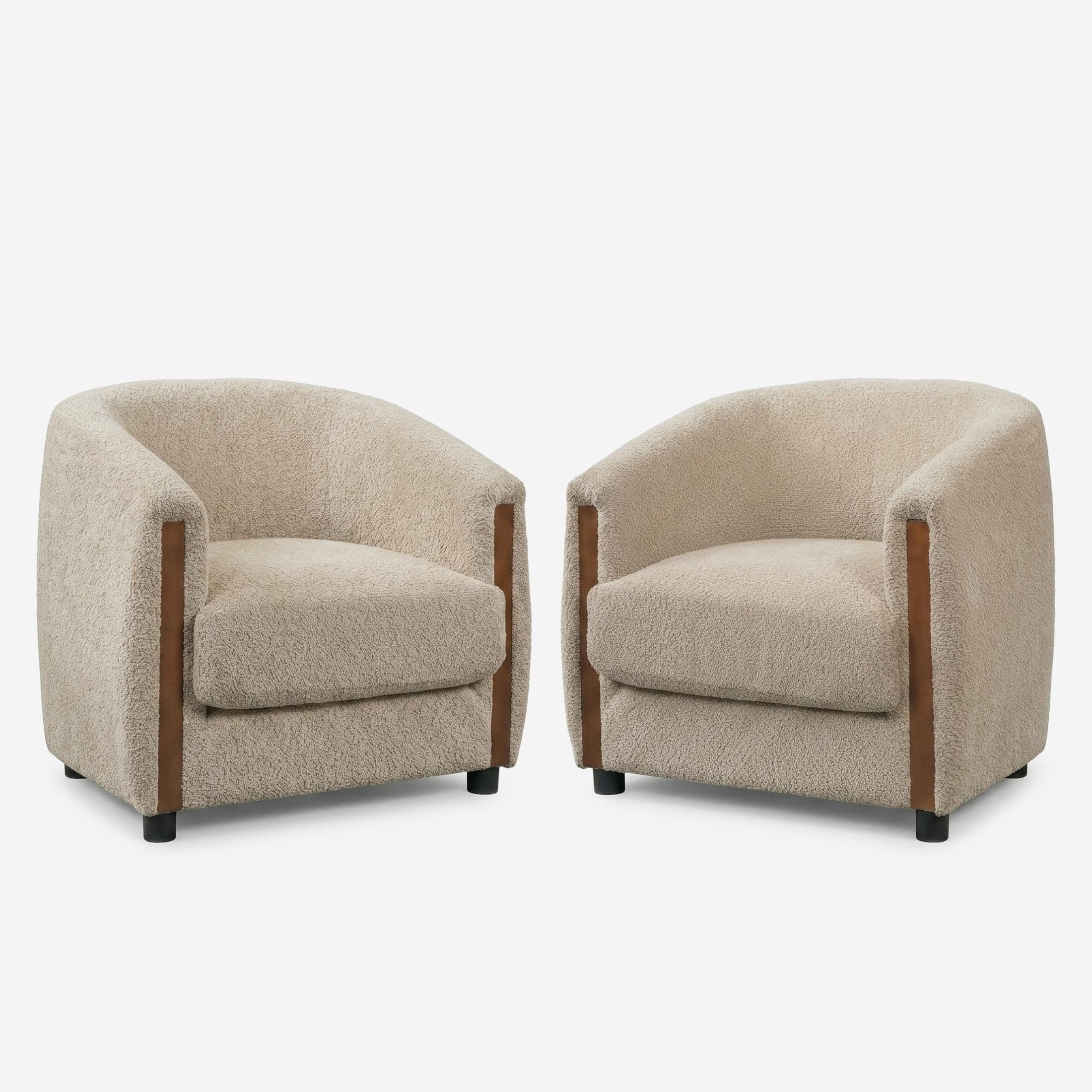Christopher Knight Home Modern Curved Upholstered Barrel Accent Chair, Removable Cushion, Oatmeal, Set of 2