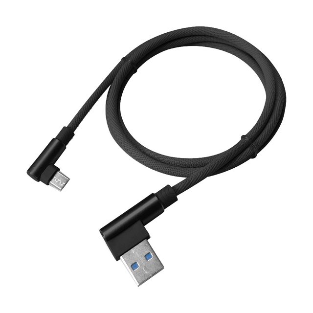 Cateissary Cable de carga rápida de 1/2/, Cable Micro, Cable de datos dual de 90 grados para teléfono Android, Cable Microusb Teléfono y Comunicación Negro 3M