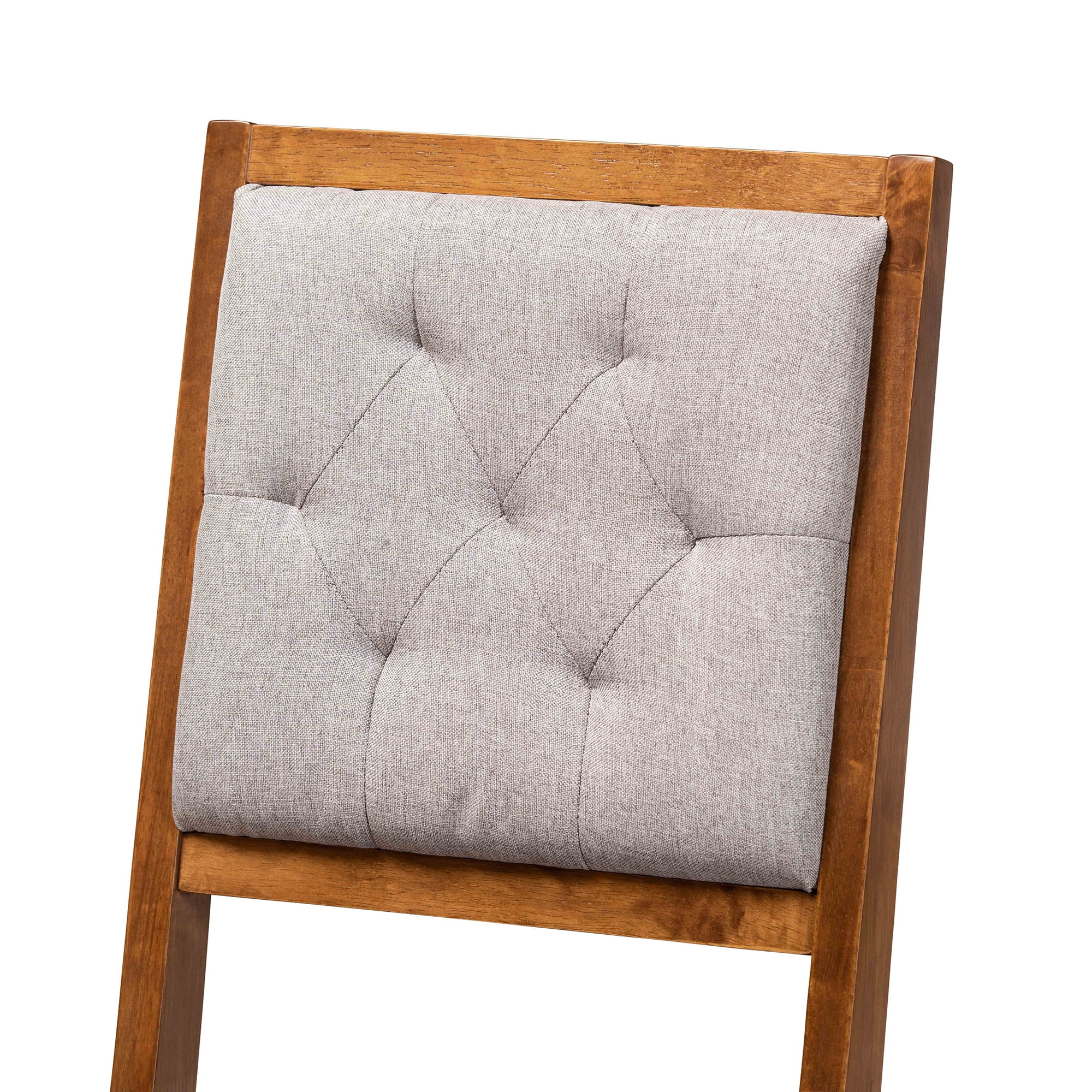 Baxton Studio Gideon Dining Chair, Set of 2, Grey and Walnut Brown