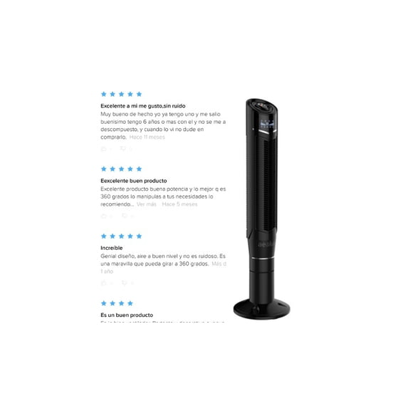Ventilador de Torre Titan 360 Aeolus. C Control Ionizador 8v Negro