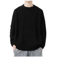thumbnail image 2 of UVEASISHA Men's Cable Knit Sweaters Comfy Drop Shoulder Long Sleeve Crewneck Jumper Tops Casual Loose Knitted Sweater 2025 Fall Winter Fashion Pullover Sales Today Clearance Black 3XL, 2 of 4