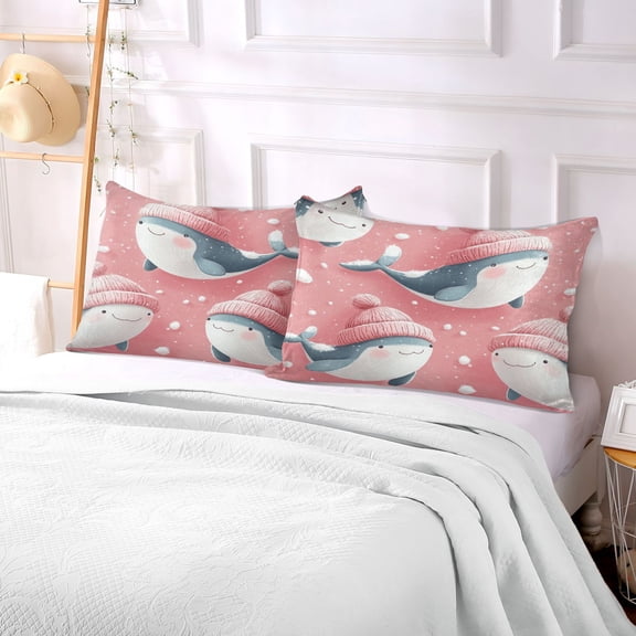 Pillow Case Plush Pillow Design Cut Blue Whale Case standard size/King size/Queen size Bed Pillow Pillowcases