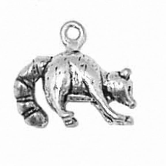 Sterling Silver 7" 4.5mm Charm Bracelet With Attached 3D Scavaging Raccoon Forest Charm