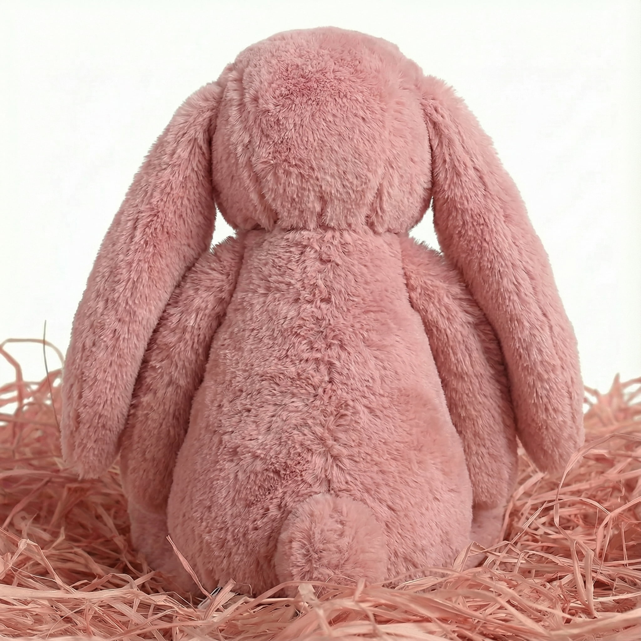 9.8" Vintage Dusty Rose Shaggy Easter Bunny Plush Toy - Solid Color Rabbit Stuffed Animal Doll - Fuzzy Deep Mauve Plushie for Aesthetic Spring Decor & Basket Stuffer Gift for Teen Girls Mom
