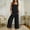 Black, variant on FRSASU Womens Sleeveless Vests Dressy Casual Square Neck Solid Color Spring Summer Vest Tops Wide Leg Capri Pants Set with Pockets Dark Gray