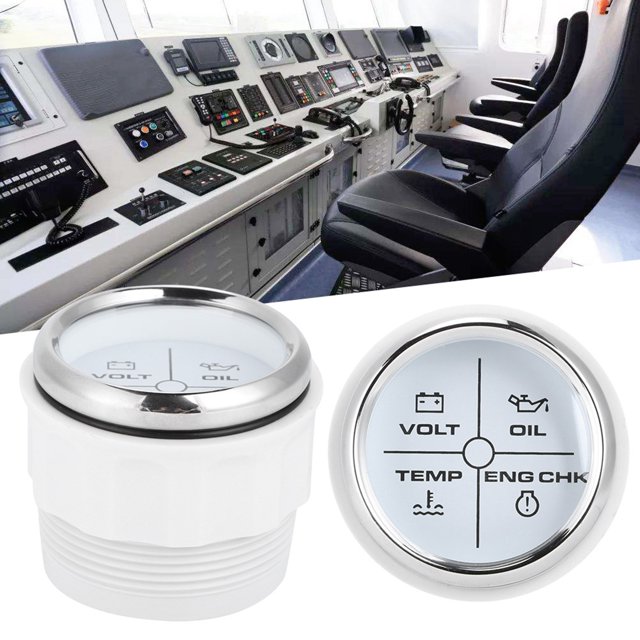 Medidor De Alarma De La Embarcación, 52mm De Voltio Multifunción Volt Temperador De Agua Aceite De Alarma De Alarma Con Indicador De Alarma De 4 Lados 12/24V Juego De Calibre