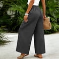 thumbnail image 6 of GUACER Wide Leg Pants for Women Elastic Waist Pleated Textured Trousers with Pockets Casual Loose Fit Pants, 6 of 7