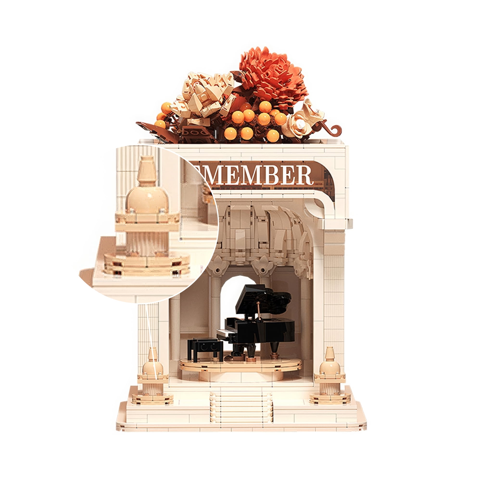 HI-REEKE Decorate Building Block Model Piano Flower Building Kit Toy Gift for Kid Adult Couple White