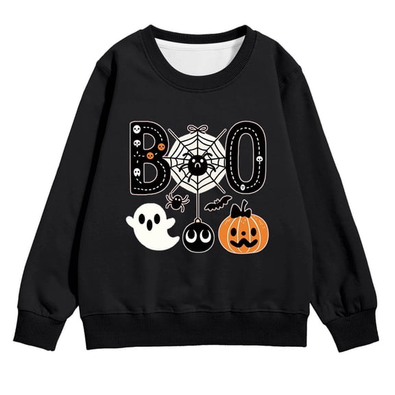 Halloween Hoodies For Kids Skeleton Pumpkin Print Long Sleeve Sweatshirts Boys Girls Fall Celebration Top