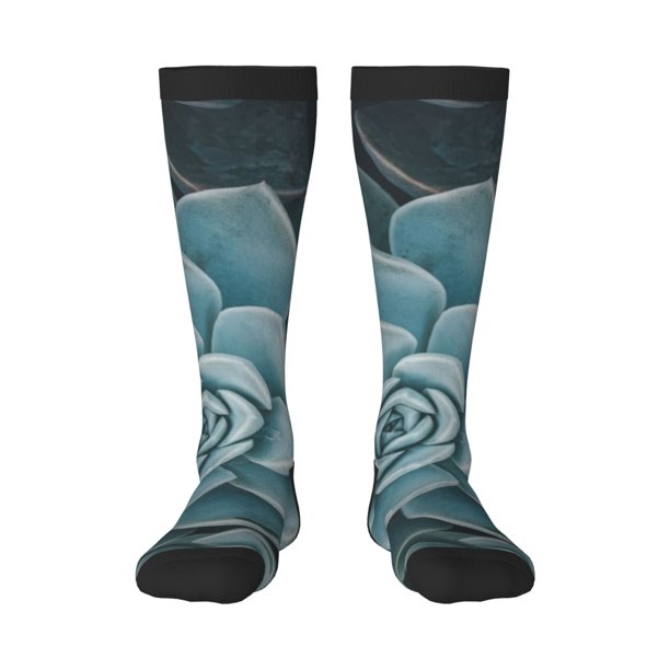 Fotbe Blue Color Cactus Calcetas Divertidas Estampadas para Hombre y Mujer, Calcetas de Algodón hasta la Rodilla para Caminar, Correr, Enfermería y Embarazo