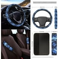 thumbnail image 3 of Jeiento Sea Turtle Car Seat Covers Full Set Steering Wheel Cover Seatbelt Pads Armrest Cover Trash Can Auto Rear View Mirror Covers Air Vent Pouch Coasters Keychain 12 Pack Blue Hibiscus Flowers, 3 of 7