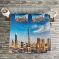 thumbnail image 3 of Ambesonne City Quilted Bedspread Set 3 Pcs, Panoramic Dubai Traffic, King Size, Blue Ivory Marigold, 3 of 3