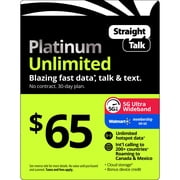 Straight Talk $65 Platinum Unlimited 30-Day Single Line Prepaid Plan + Unlimited Hotspot data + Int'l Calling + Cloud Storage Direct Top Up