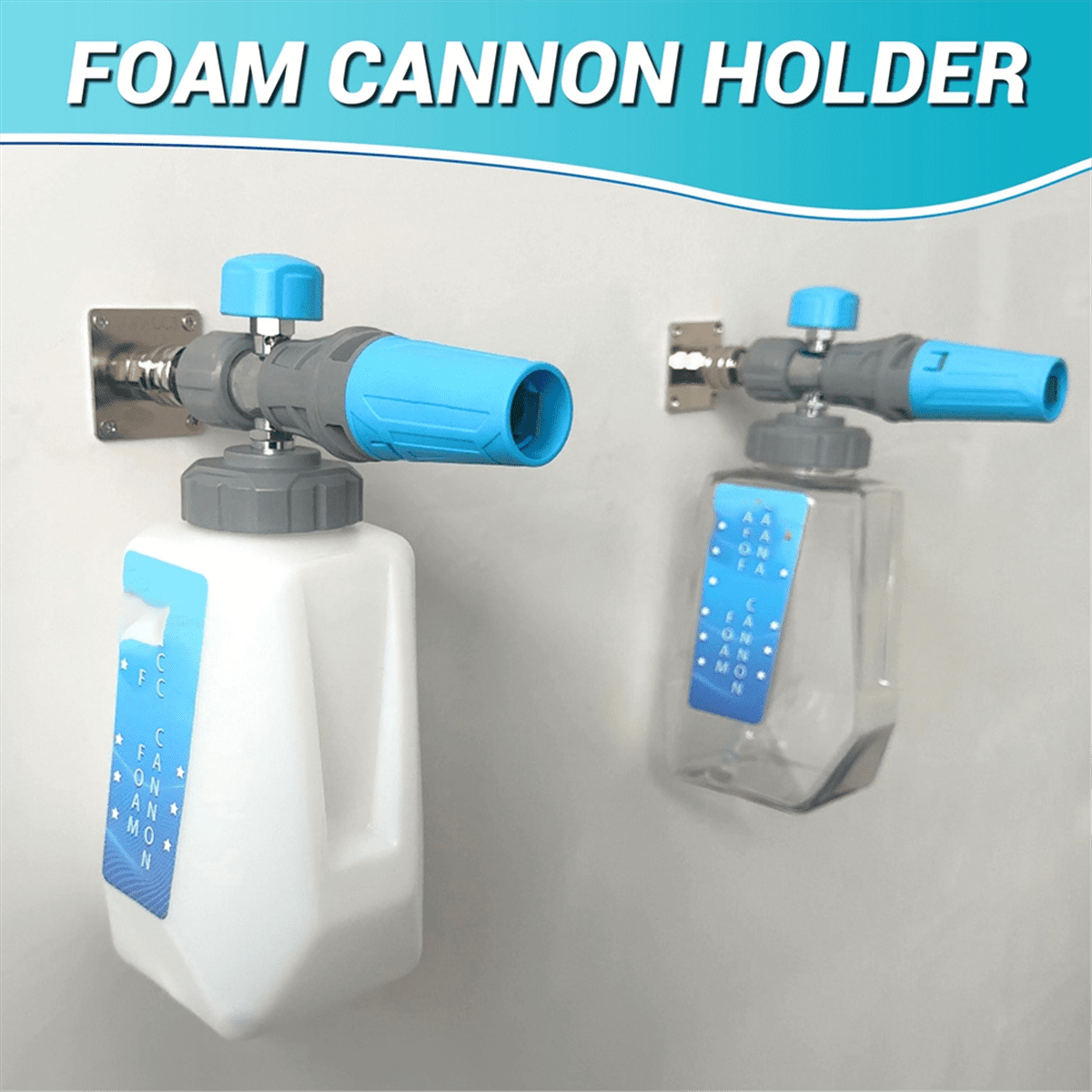 Pressure Washer Foam Cannon Holder, 1/4inch Quick Connect Automatic Foam Cannon Mount, Stainless Silver Metal