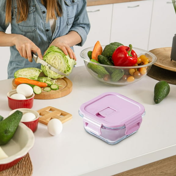 Glass Bento Box | Microwave Safe Lunch Box with Lid | Glass Meal Prep Container for Heating Food | 1-Piece Set