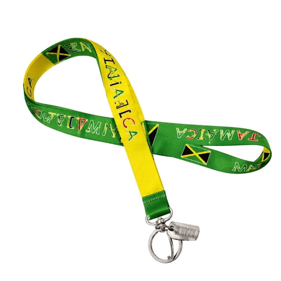 Jamaica Flag Lanyard Keychain with Quick Release – Neck Strap for Keys, ID Cards, and Badges: 1CT