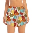 thumbnail image 2 of Xecao's Fall Maple Leaves for a double-layer running short for women, perfect for gym, tennis, and more, featuring a convenient pocket., 2 of 9