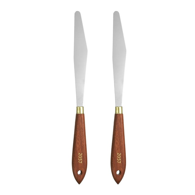 Uxcell 2pcs Herramienta de Pintura con Cuchillo de Paleta 5.31" x 0.79" Hoja de Acero Inoxidable 9.65" Longitud Espátula Cuchillo de Paleta con Agujero