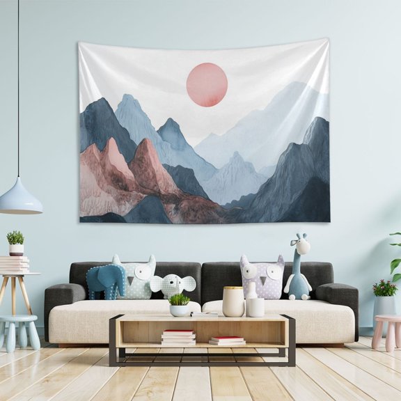 Yayeee Tapestry Wall Hanging for Bedroom 60" x 40" Living Room Home Wall Art Decor, Art Mountain and Sun Pattern