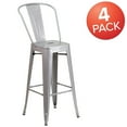 thumbnail image 4 of Commercial Grade 4 Pack 30" High Silver Metal Indoor-Outdoor Barstool with Back, 4 of 9
