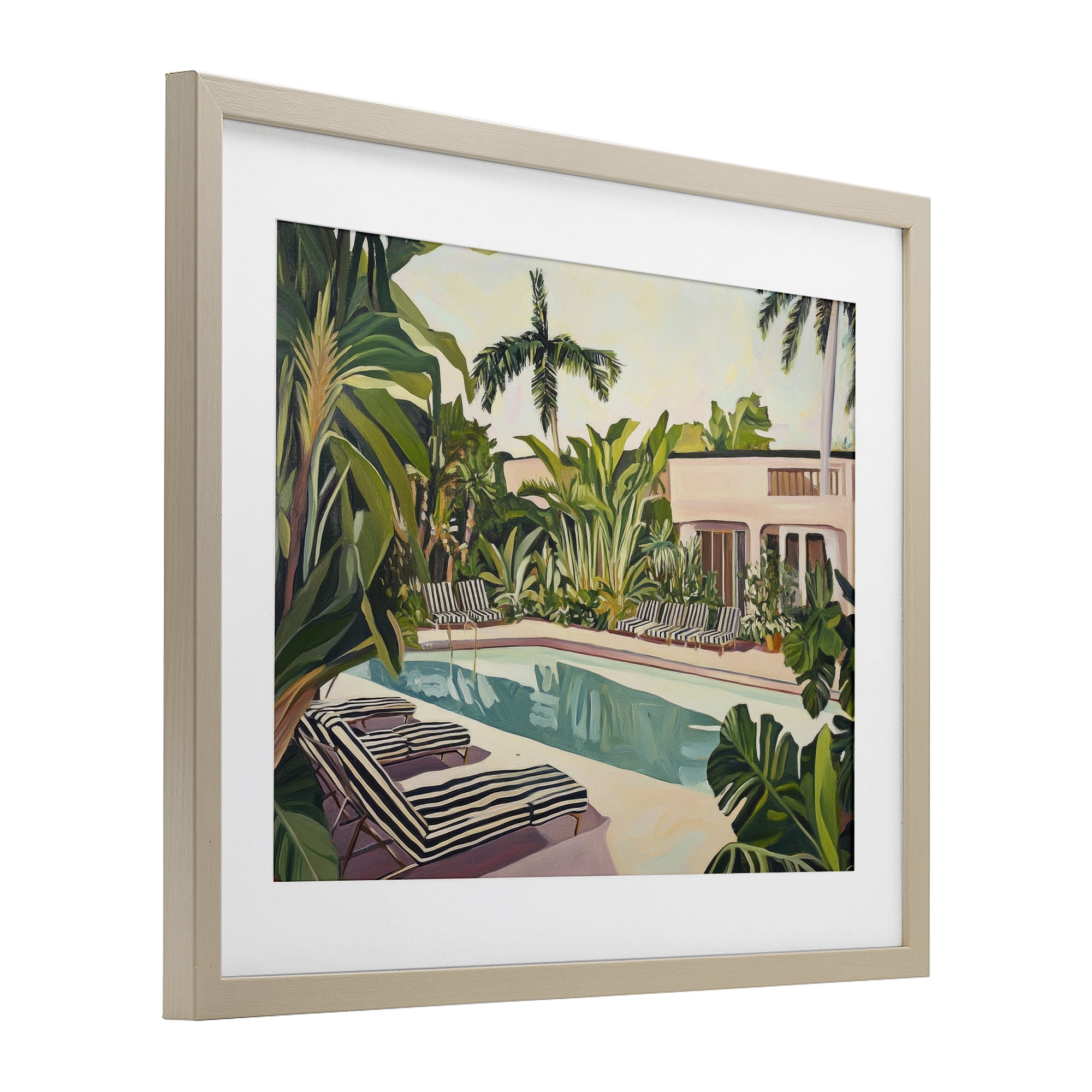 Stupell Industries Poolside Resort Lounge Chairs Birch Framed Print Under Glass, design by Sisi and Seb