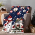 thumbnail image 2 of Christmas Snowman Truck Flannel Blanket for Bed,Travel and Camping, Poinsettia Leaf Xmas Balls Super Soft Cozy Blanket for All Seasons 30"x40", 2 of 9