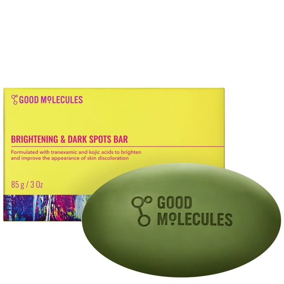Good Molecules Brightening & Dark Spots Bar - Soap-Free Cleansing Bar with Tranexamic Acid, Kojic Acid, & Niacinamide to Target Dark Spots, Skincare for Face & Body, 3 oz