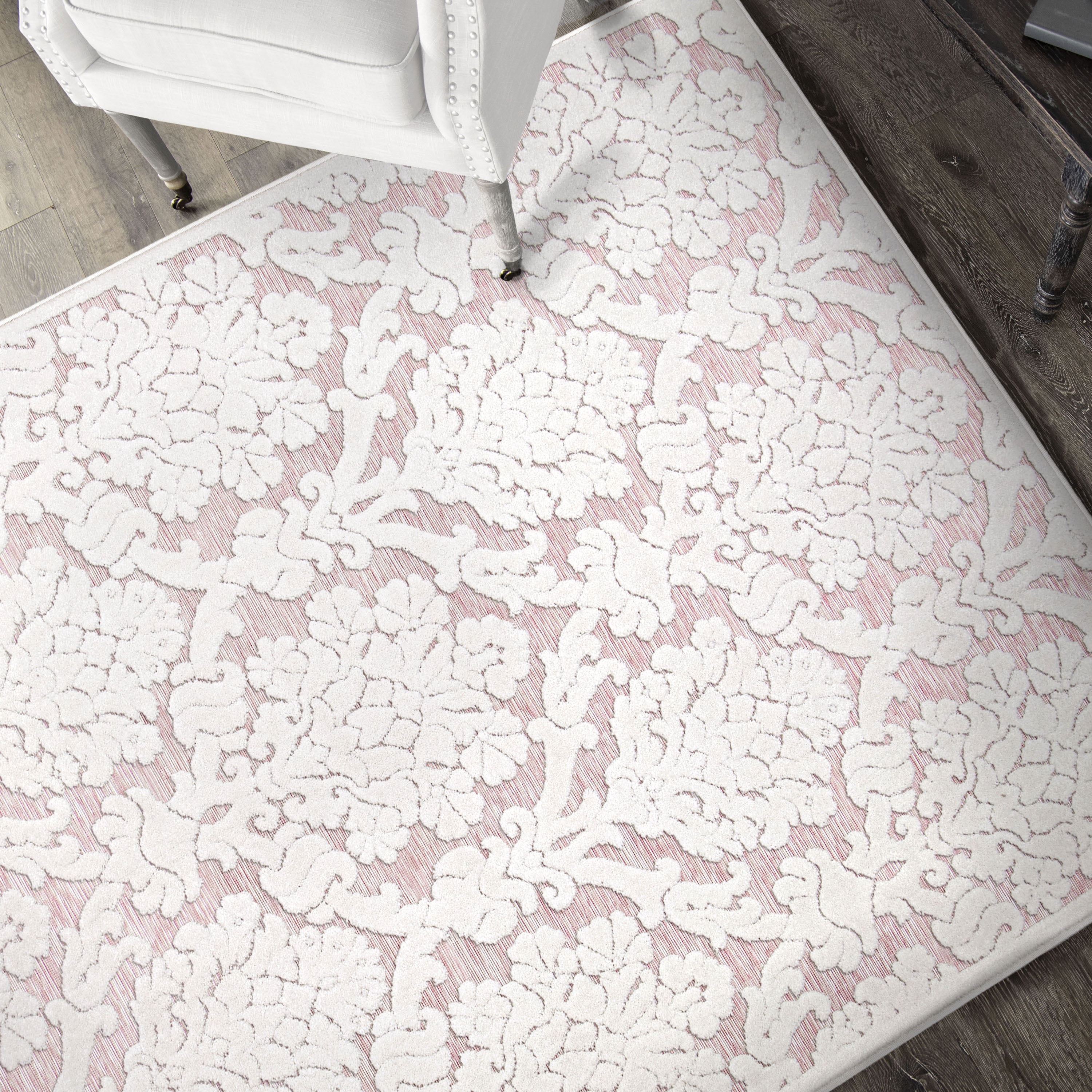 My Texas House Charlotte 9' X 13' Natural Pink Floral Area Rug