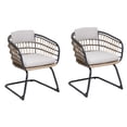 thumbnail image 5 of Outdoor Wicker Dining Chair Set of 2, PE Rattan Patio Dining Chairs with Removable Cushions, Weather-Resistant Armchairs for Garden, Poolside, Beige, 5 of 10