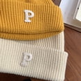 thumbnail image 3 of Unique Sweet Crochet Minority Solid Colors Letter P Women Skullies Hat Fashion Design Korean Style Hat Knitting Beanie PURPLE, 3 of 8